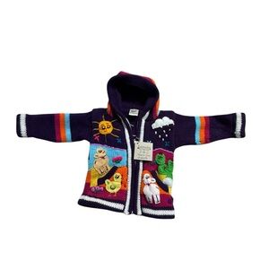 Colorful Animal-Themed Kids Sweater hand knit Peruvian sweater